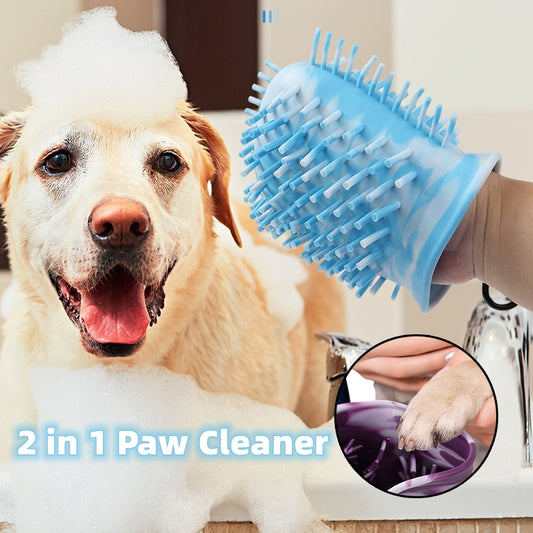 2-in-1 Dog Paw Cleaner & Grooming Brush